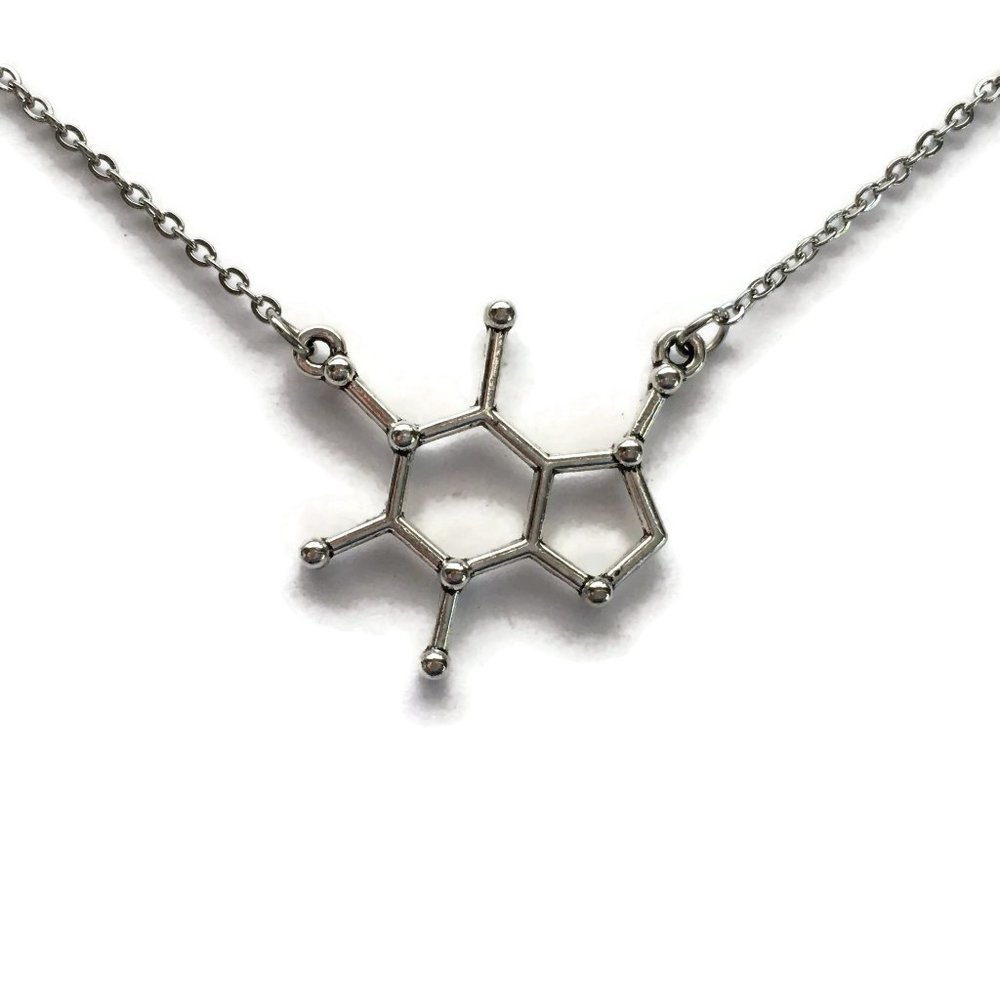 ☕ Coffee Caffeine Molecule Pendant Necklace Tea Stainless Steel Handmade 4for$20 - Picture 1 of 6